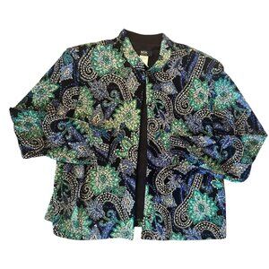 Vintage MSK Petite Open Front Art To Wear Jewel Toned Cardigan Jacket PXL